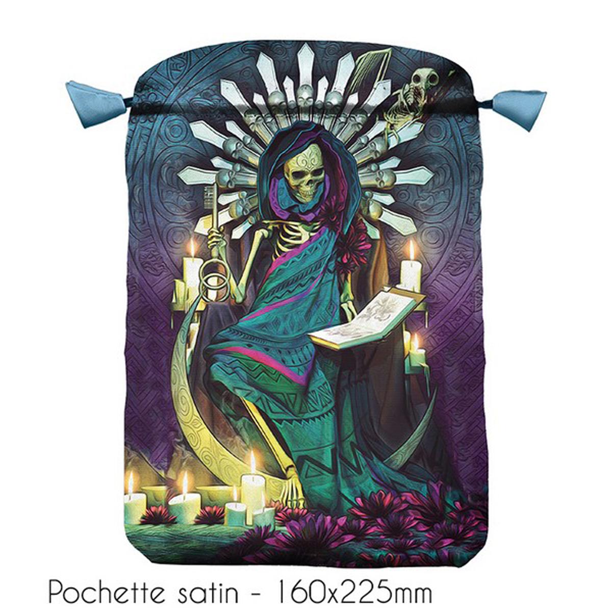 

Les Trésors De Lily [A1508] - Сатиновый мешочек для таро Santa Muerte пурпурно-зеленого цвета - 22x16 см