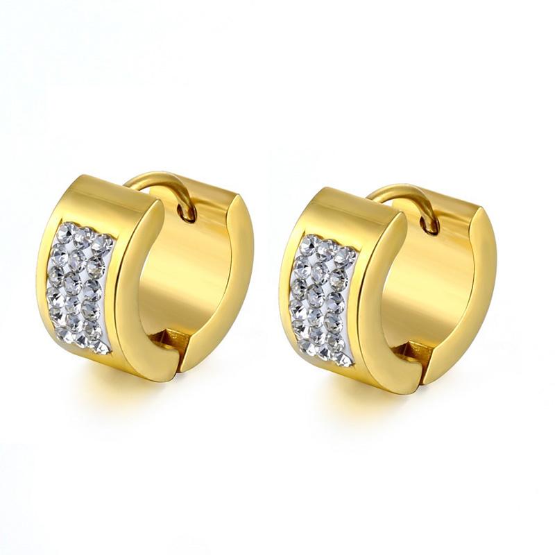 1/9 Pairs Unisex Punk Stainless Steel Crystal Cubic Zirconia Round Huggie Hoop Earrings for Men Women Daily Party Wear Jewelry