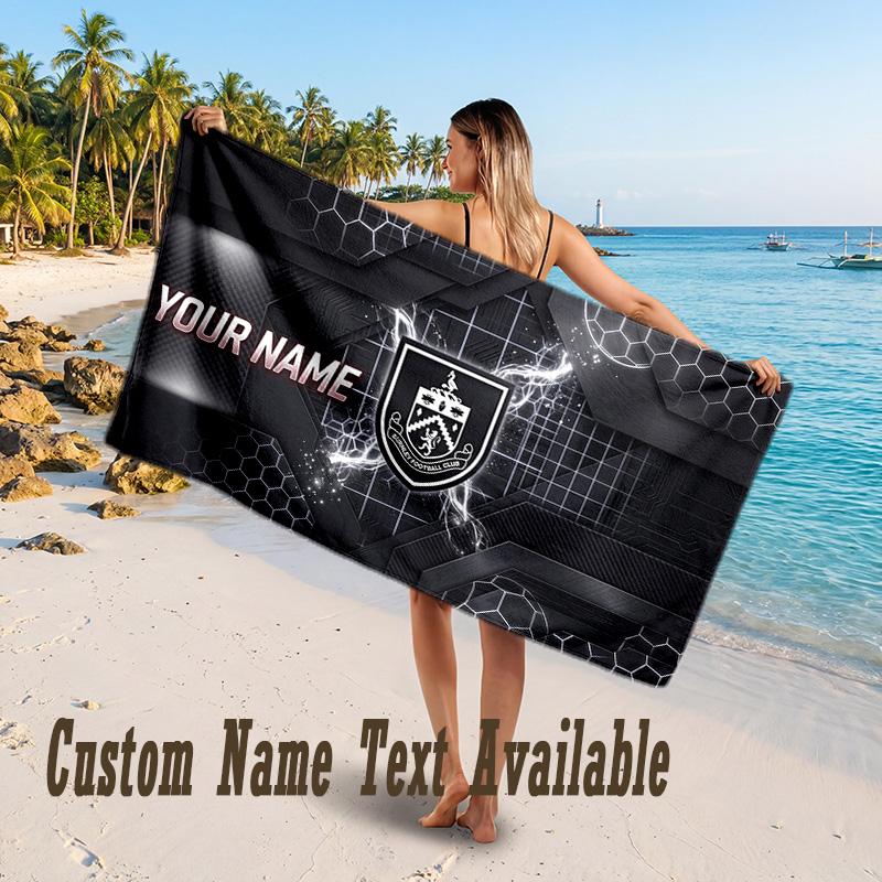 Burnley Football Design Beach Towel Custom Text Large Towel for Beach Vacation