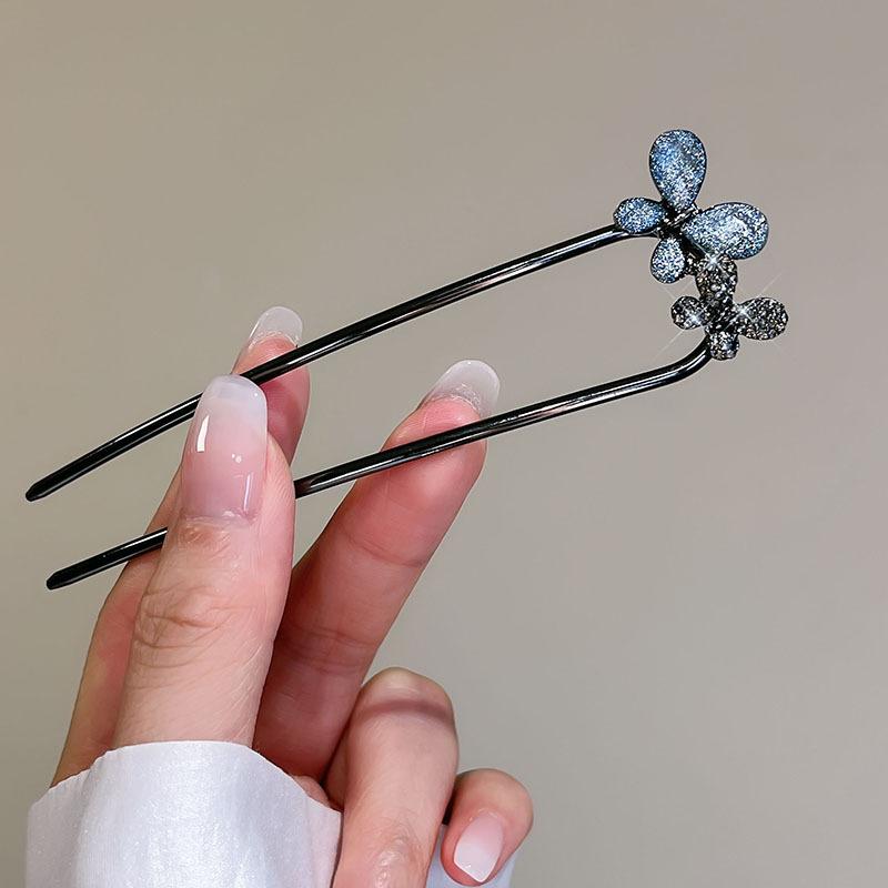 Luksusowa Spinka do Włosów z Kwiatowym Frędzlem dla Kobiet Elegancka Błyszcząca Biżuteria Patyczek do Włosów Hanfu Ślubne Metalowe Akcesoria do Włosów Dziewczęce Patyczki do Włosów