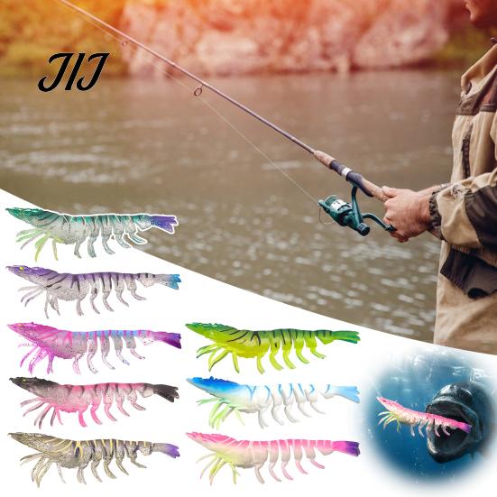 Flexible Fishing Baits 9.5cm/4.8g TPE Soft Bionic Shrimp Bait, Realistic Glitter Lure, Simulation Lifelike Swimming Prawn Swim Bait for Freshwater
