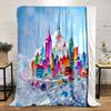 Crystal Fantasy Cityscape Patterned Flannel Blanket Perfect for the Bedroom Living Room, Sofa, or a Little Nap