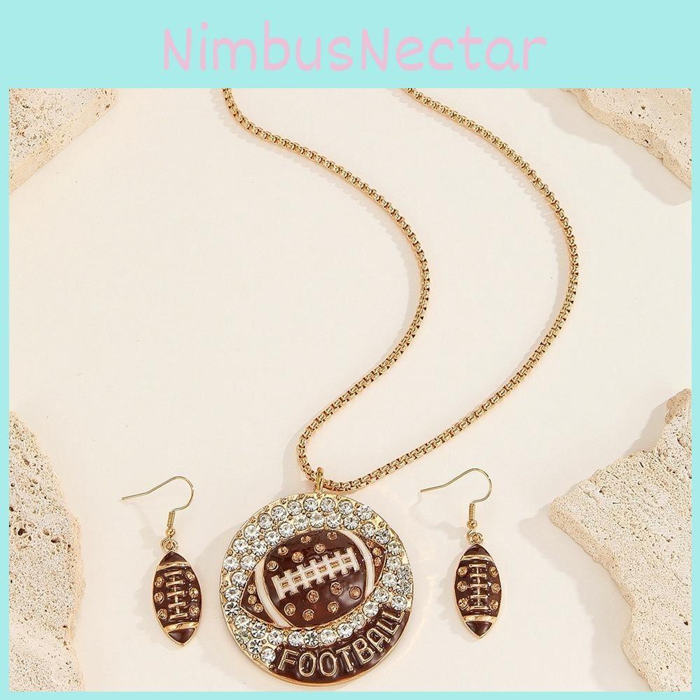 Durable Zirconia Water Rugby Jewelry Set With Pendant And Earrings For Sports Fans And Collectors