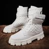 Europe Autumn Men Shoes  Boots White High-top Retro Fashion Sneakers Fashion Pocket Motorcycle Boots.