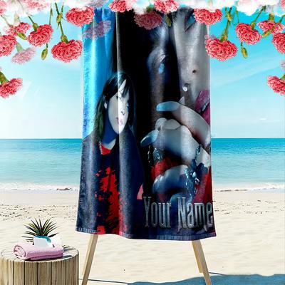 Custom Name Billie Eilish Print Beach Towel, Large Soft Quick Dry Towel for Beach Camping Swimming -HE183