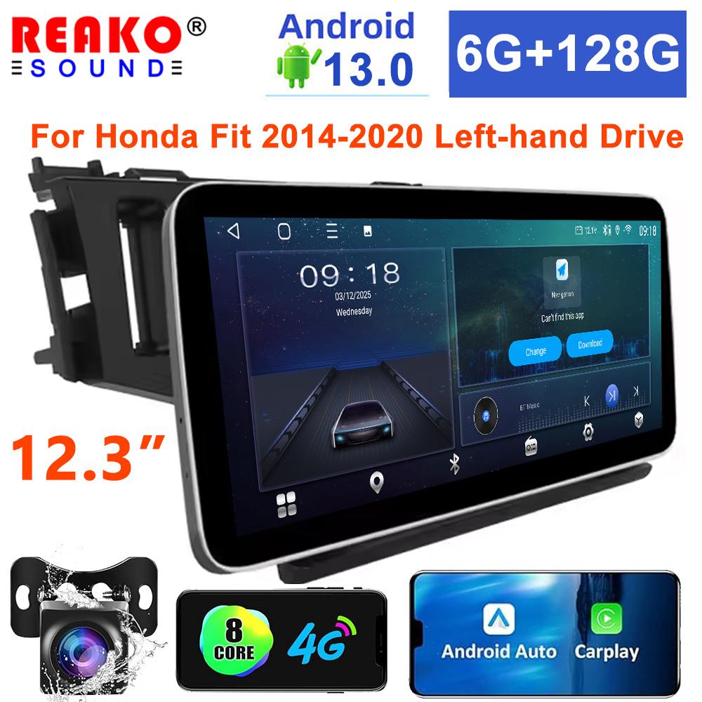 

12,3-дюймовый сенсорный экран беспроводной Carplay для Honda Fit 2014-2020 с левым рулем GPS-навигация Bluetooth 4G 8 core 6GB+128GB