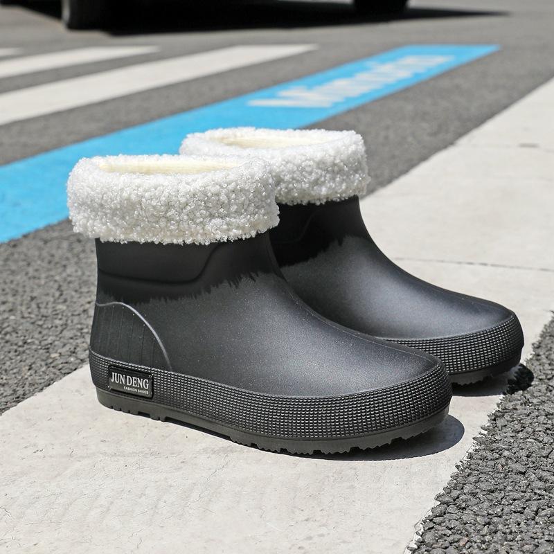 British short women's rain boots fashionable outdoor rain shoes wading shoes thickened waterproof shoes non-slip flat women's water shoes rubber shoes