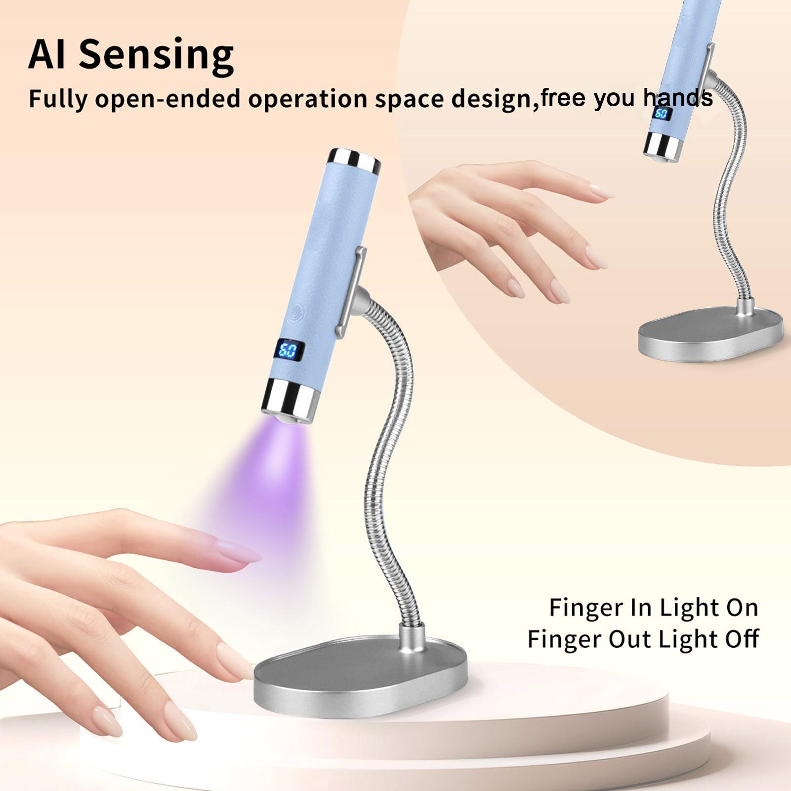 

Cordless Nail Lamp with Smart AI Sensing, 800mAh Rechargeable Nail Dryer , 2 in 1 Desktop and Handheld Curing Lamp, 30s синій
