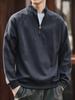 Ge Lan Lu Men's Retro Half-Zip Stand Collar Hoodie - Autumn/Winter Loose Casual Sports Jacket