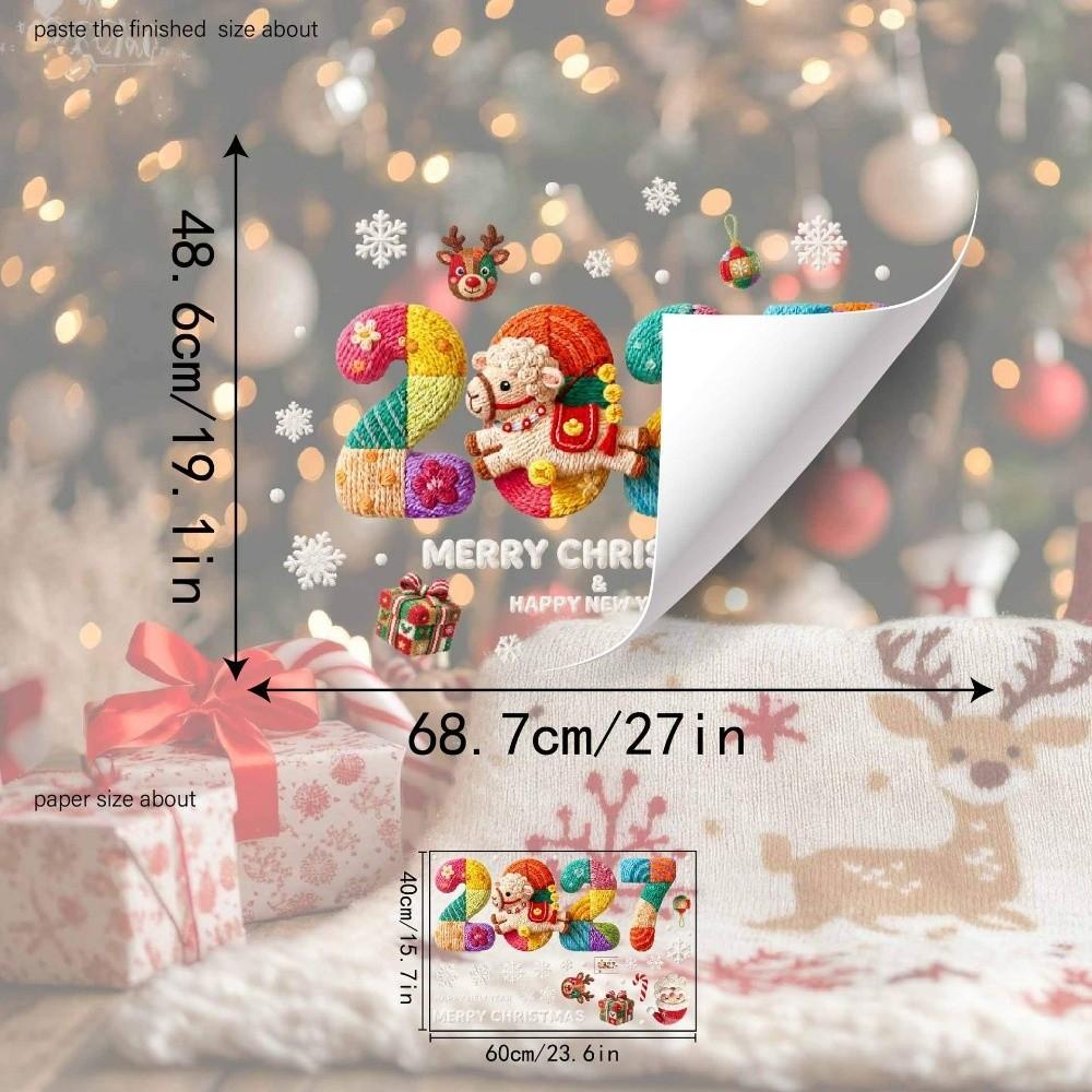 Two-sided Christmas Glass Window Sticker Removable Static Xmas Party Door Stickers Party Supplies