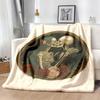 Skull Lovers Rose Gothic Victorian Flannel Blanket Macabre Romance Dark Gothic Couple Skeletons And Roses Print, Soft Warm Bedspread for Couch, Bed, C