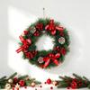 LED Christmas Wreath with PVC Pine Cones – Elegant Hanging Holiday Decoration for Windows