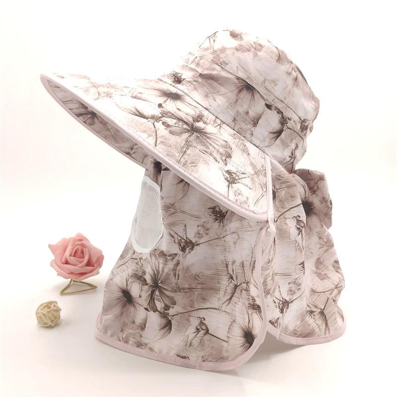 Women Sun Hat Breathable Shawl Integrated Picking Tea Hat Uv Protection Wide Brim Mesh Sunscreen Hat