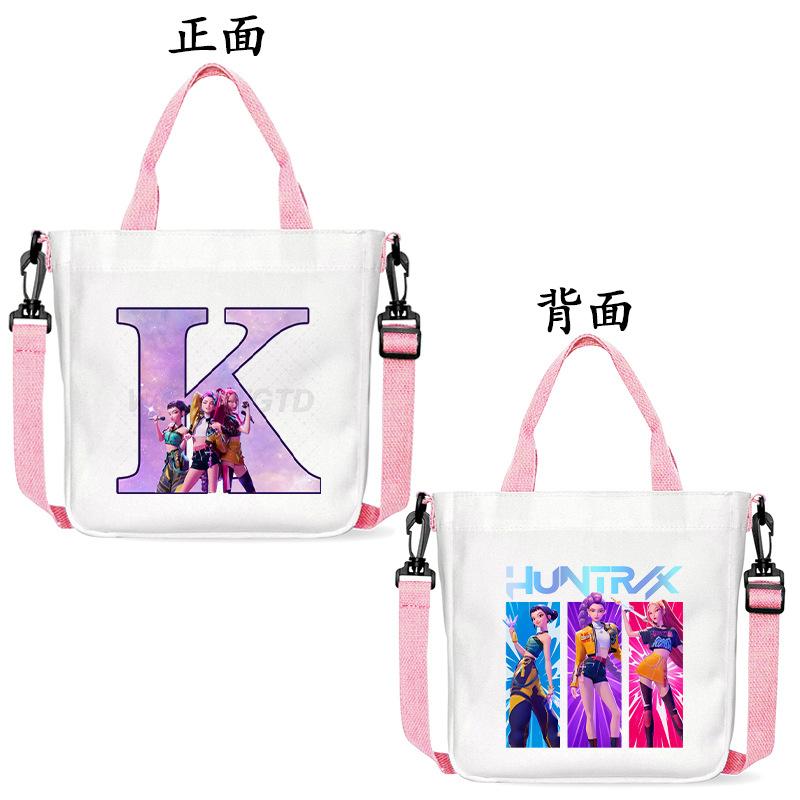 Anime Cartoon Letter Shoulder Bag Versatile Commuter Handbag Large Capacity Student Canvas Bag