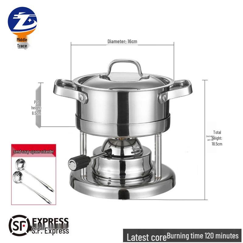 Personal Stainless Steel Hot Pot Set with Alcohol Stove