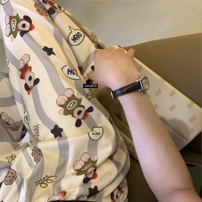 Stroll Pants - Women's Cartoon Bear Pajama Pants, Loose Fit for Spring & Summer, Perfect for Indoors or Out.