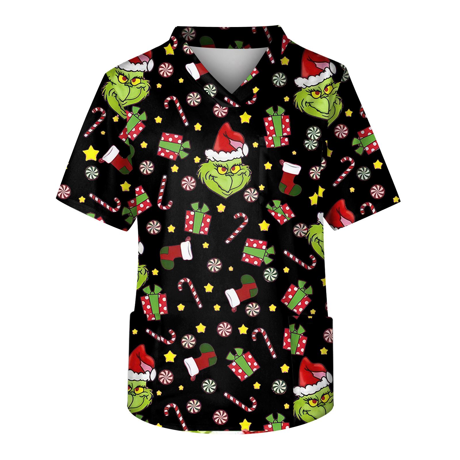

Men s Short Sleeve V-Neck Print Chest Pocket Care Top S