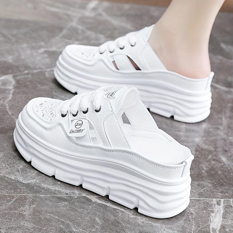 New Breathable Women's Shoes Summer Hollow Thick Sole Platform Casual Skateboard Sneakers