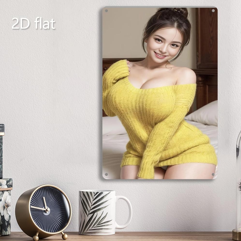 

Vintage Woman Sweater Iron Wall Art Sign 7.87x11.8 Inch Rust-Proof Metal Decor for Indoor Outdoor 20x30cm