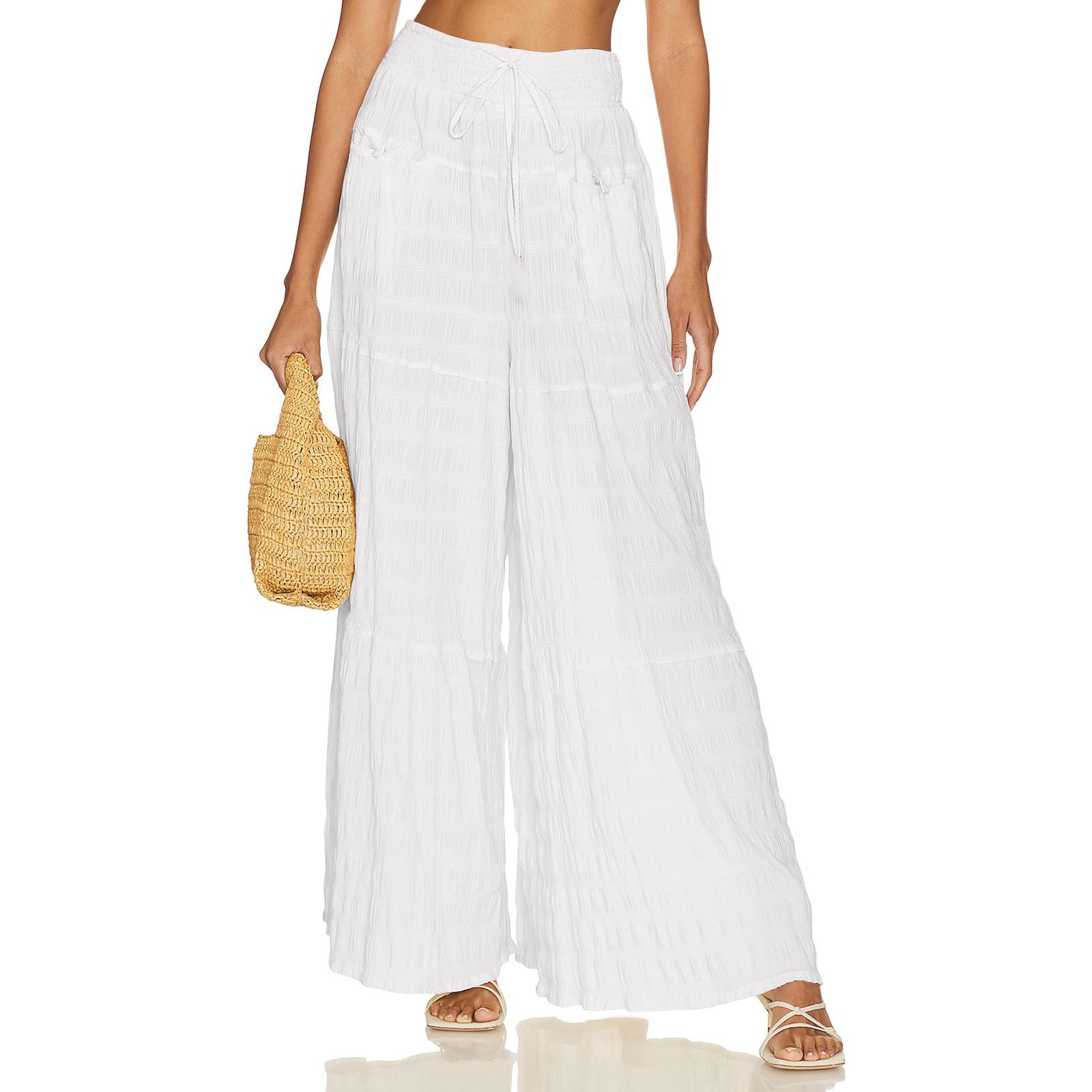 

Жіночі спортивні штани для фітнесу. Повсякденні вільні штани з високою талією. Штани для бігу на шнурках. Жіночі прямі штани. Широкі штани. Повсякденні штани. Штани для йоги. XL білий