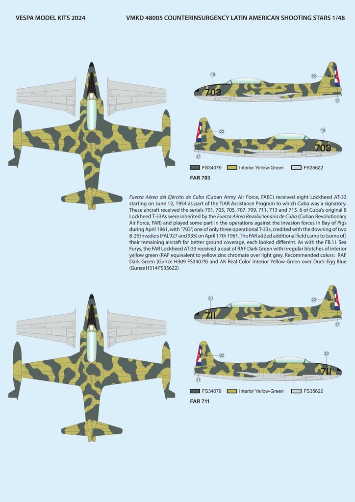 Vespa Model Kits 1/48 Latin American T-33 Shooting Star [COIN Aircraft] Plastic Model Decal VMKD48005 (Airplane)