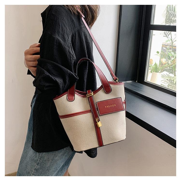 Borsa da Donna Design Retrò Tela Portatile Borsa a Secchiello Nuova Moda da Donna Borsa a Tracolla 2026 Nuova