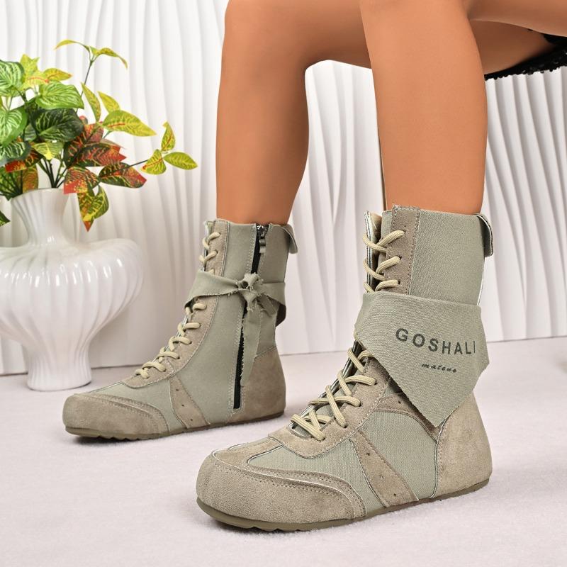 

Retro western short boots women s autumn and winter new soft-soled straps casual high-top boots fashion trend tooling boots 35 зелёный