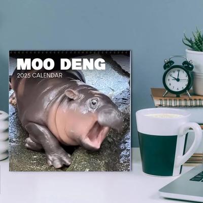 2025 Hippo Wall Calendar Monthly Pygmy Hippo Images Calendar Hanging Hippo Calendar Gift for Family Friends Animal Lover