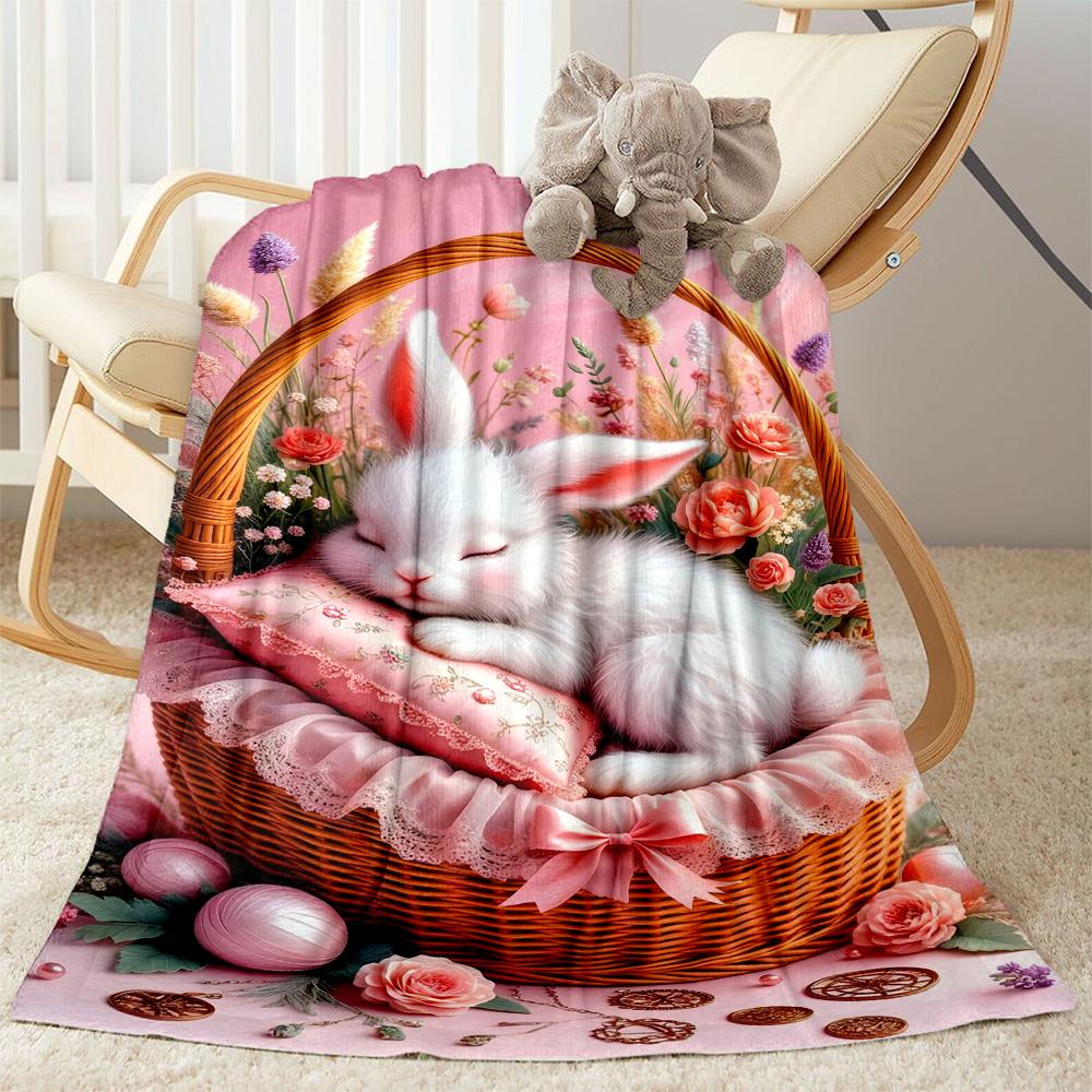 Easter Eggs And Bunnies Blanket,Suitable for Sofas, Offices, Travel, Living Rooms, Gifts To Relatives and Friends, Blanket,Suitable for All Seasons.