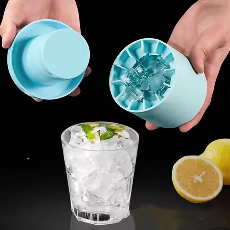 Cylindrical Ice Grid Silicone Squeeze Ice Making Cup Household Easy Demoulding Ice Cube Mold Freezer Ice Bucket Ice Box