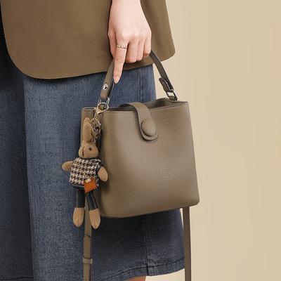 Bag Women's Bag New Bucket Bag Leather Women's Bag High-end Shoulder Messenger Bag Handbag