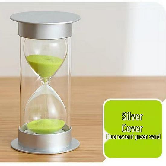 

Child-Safe Silver Lid Hourglass Timer Ornament Gift 60 Minutes