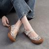 2026 Summer Retro Hollow Out First Layer Cowhide Comfortable Roman Sandals Women Shoes