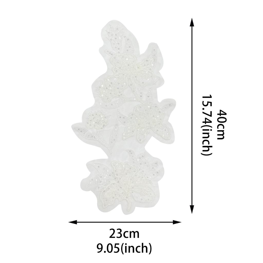 Europe And The United States Hot-Selling White Sequin Embroidery Lace Cloth Sticker Wedding Dress Sewing Women'S Evening Dress Flower Accessories