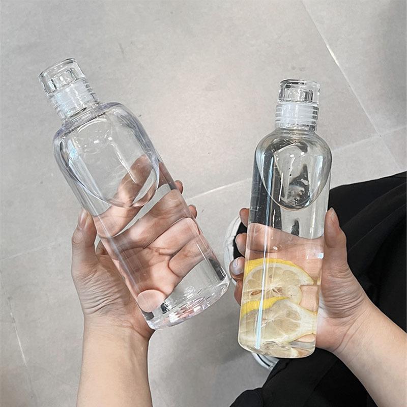 Glass Water Bottle Large Capacity Cup with Time Marker Cover Drink Transparent Milk Juice Drinkware Simple Cup for Outdoor Home