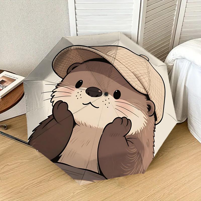 Otterly Cute Adventure: Personalized Umbrella with Automatic Opening & Closing, Perfect for Outdoor Enthusiasts and Travelers