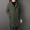 Men's Long Cotton Coat Plus Size Warm Thick Winter Jacket With Hood Mid-Length Cotton Padded Outerwear