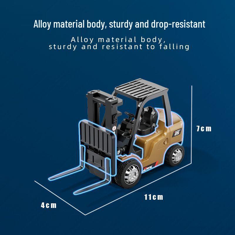 1:64 Fernbedienung Legierung Gabelstapler Spielzeug - Wiederaufladbares Hebemodell, 2,4G Baufahrzeug