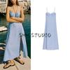 Autumn New Women's Clothing American Linen Blended Corset Elegant Midi Skirt Dress 8411789