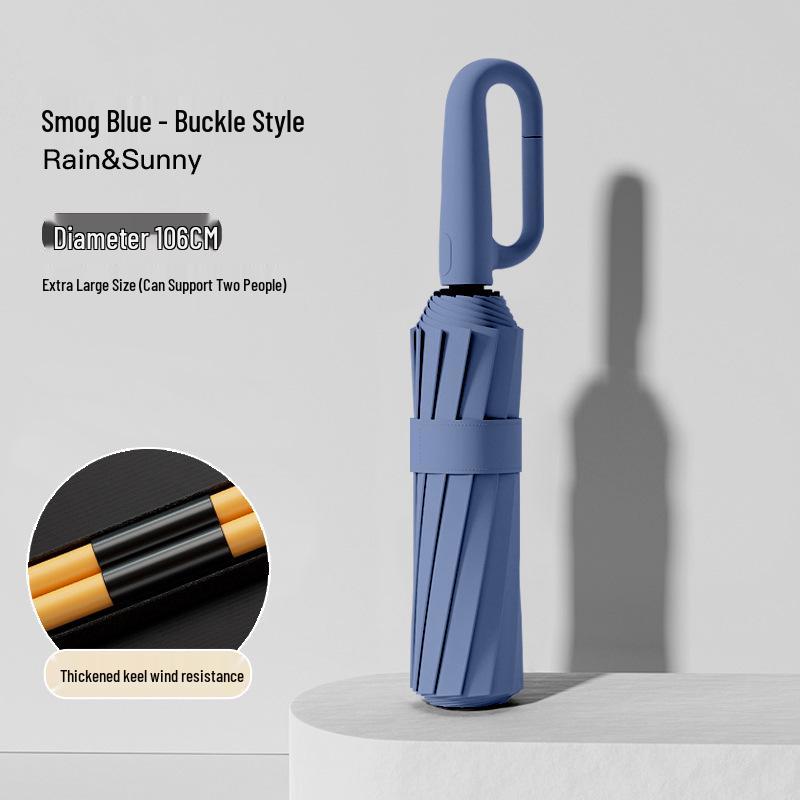Automatic Buckle Women’s Umbrella: Windproof, Reinforced, Sun & Rain UV Protection