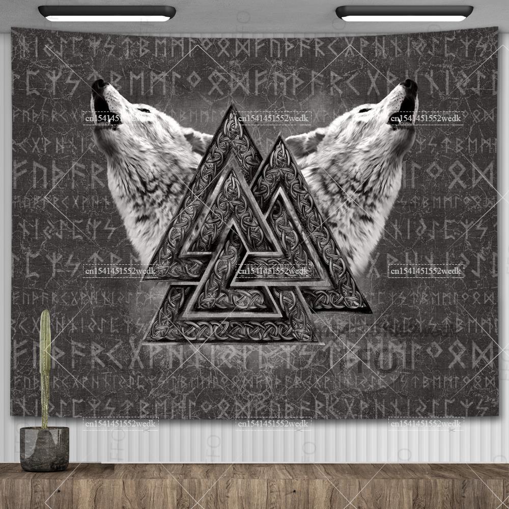 Viking Raven Tapestry Wall Hanging Hippie Vikings Norse Tapestrys Tarot Witchcraft Aesthetic Room Decoration Tapiz Home Decor