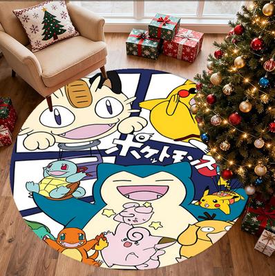Pokemon Pattern Round Rug, Indoor/Outdoor Mat, for Picnic, Gameroom, Bedroom, Office, Living Room, Home Decor Carpet, Birthday Gift