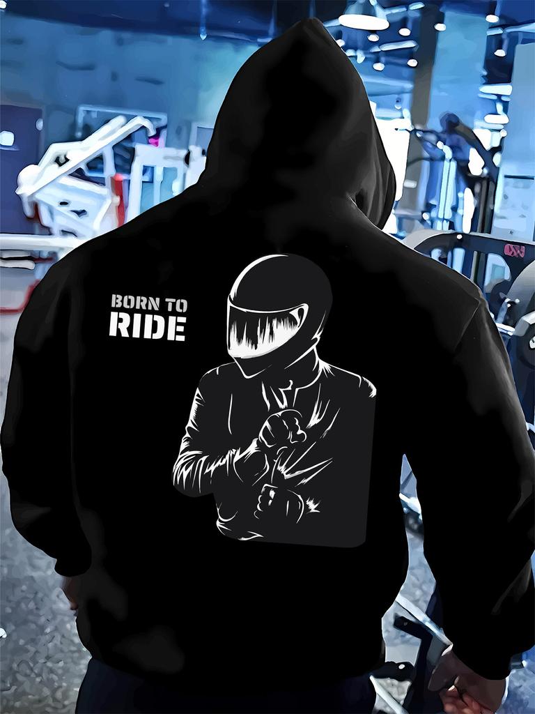 Trendymotorcycle rider printAmerican street hip-hop loose casual daily wearY2K hoodieSuitable for autumn and winter seasons