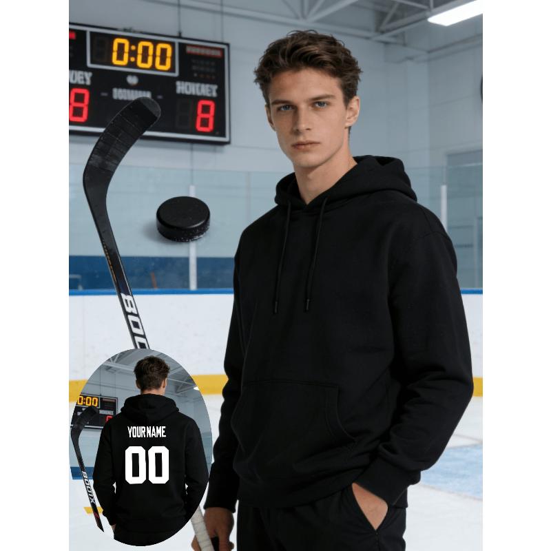

Hockey Print Hooded Sweatshirt Casual Streetwear Fall XL чорний