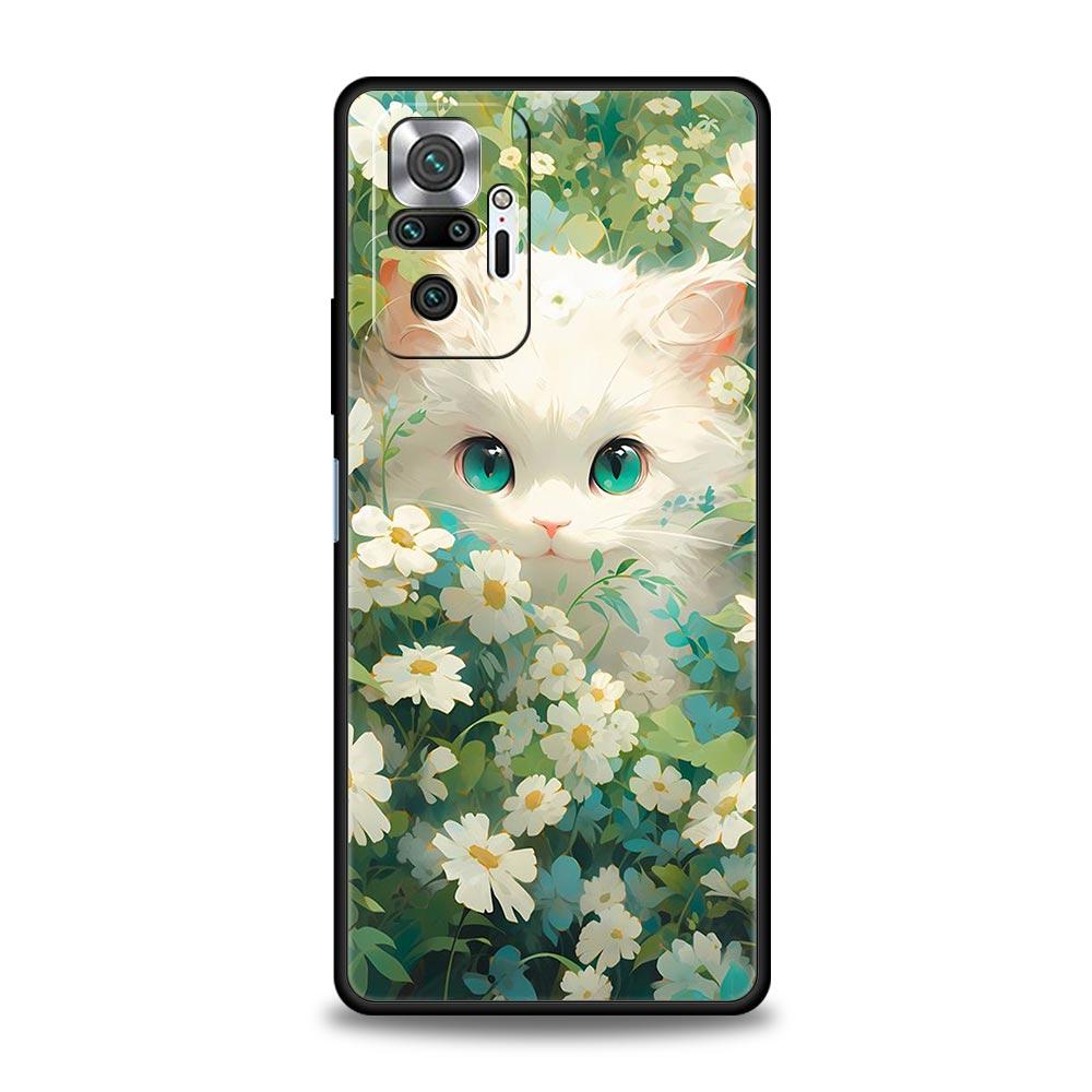Cute Detection Cat Phone Case For Xiaomi Redmi Note 14 13 5G 10 11 12 Pro Plus 4G 14C 13C 12C 10C Black Cover