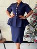 Women's Elegant Ruffle V-Neck Slim Fit Hip-Hugging Plus Size African Dress