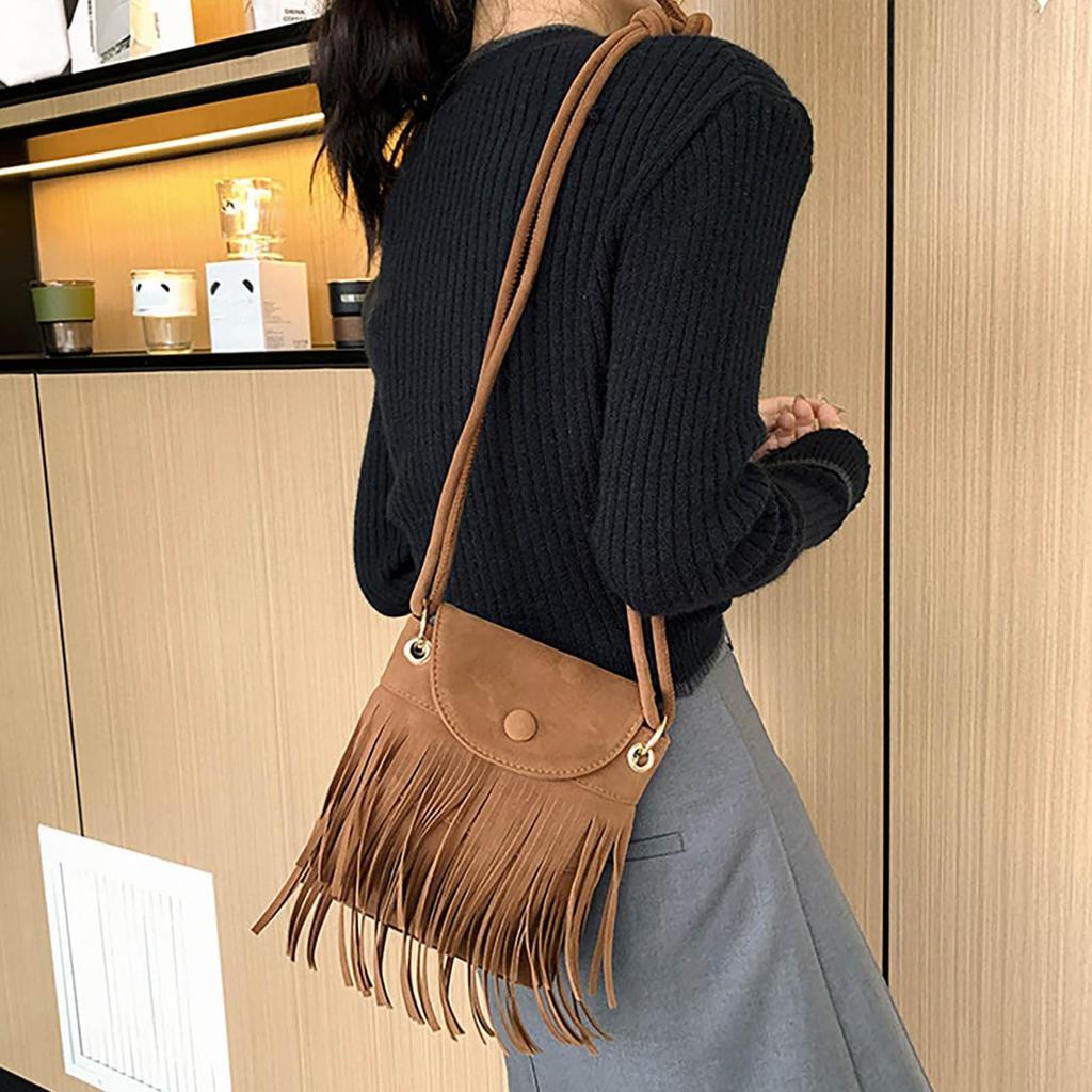 Suede Fringe Retro Casual Crossbody Single Shoulder Small Square Women's Bag