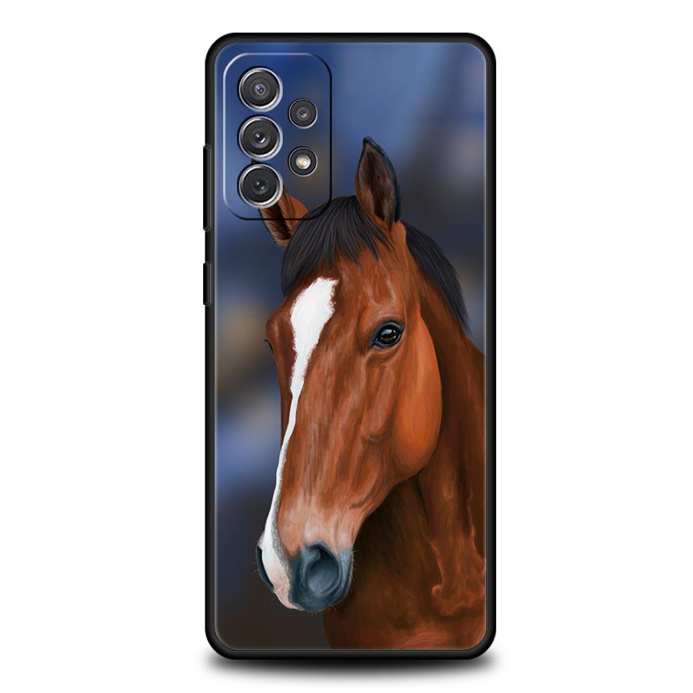 Tier Pferd Handyhülle für Samsung Galaxy A55 A35 A17 A07 A15 A13 A25 A51 A71 A72 A73 A32 A52 A52S A41 5G Weiche TPU Hülle Capas