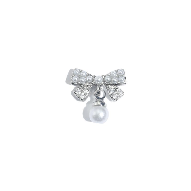 3D Zirconia Bow Nail Art: Luxurious & Shiny Pearl Gel Polish Decoration