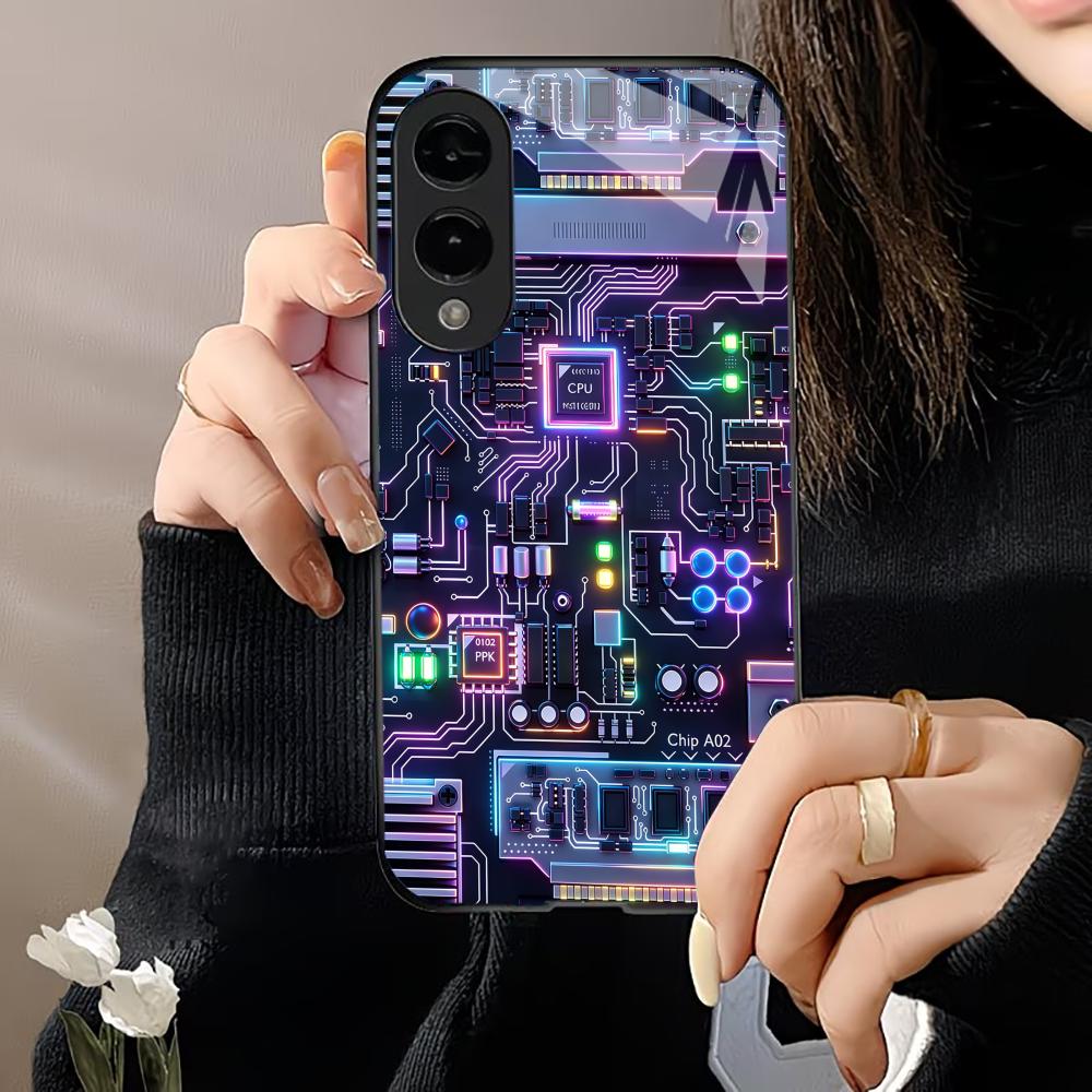 Cyberwind Circuit phone case s26 ultra case glass mobile phones for Samsung Galaxy S26 S25 S24 S23 S22 FE,Ultra,Plus